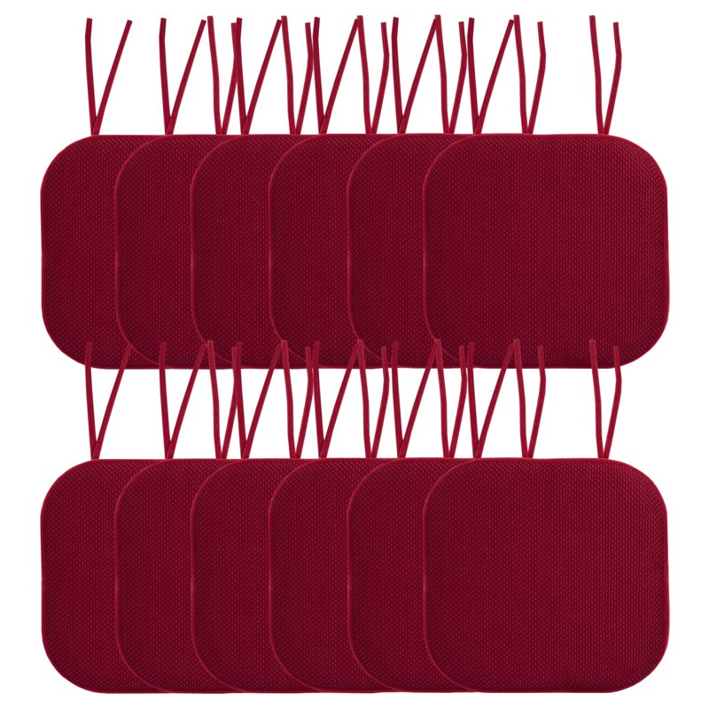 Memory Foam Chair Cushion Pad - Non-Slip Back, 12-Pack, Wine