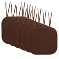 Memory Foam Non-Slip Chair Cushion Pad with Ties - Brown 6-Pack