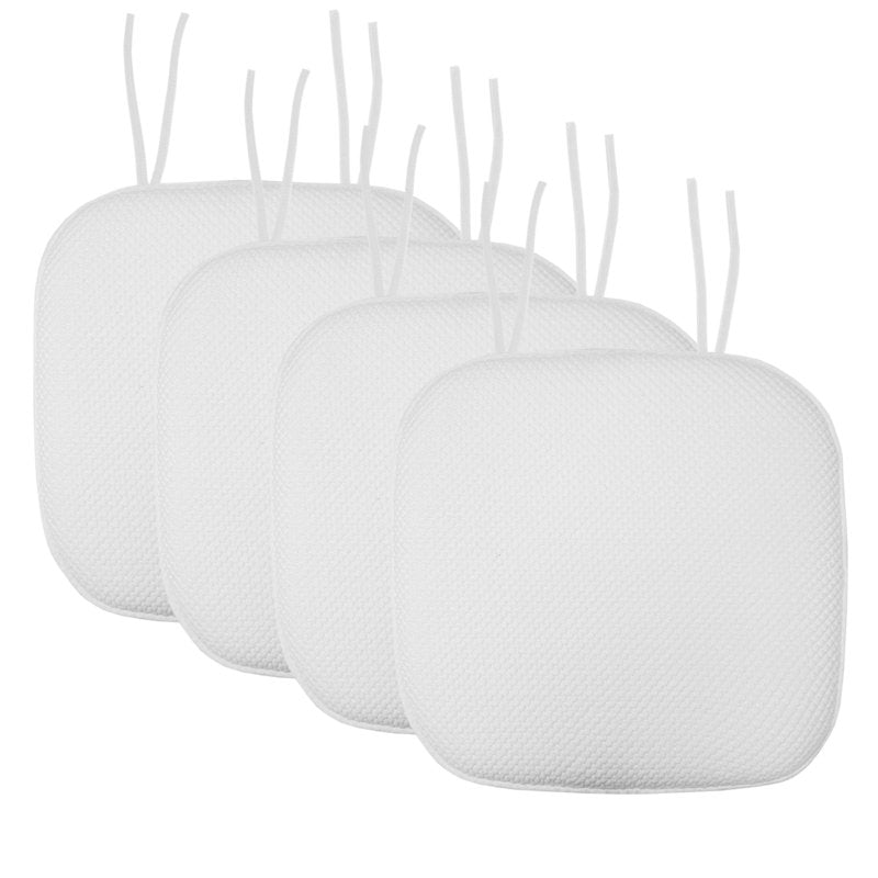 Memory Foam Chair Cushion Pad - Non-Slip, 4-Pack, White