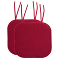 Memory Foam Non-Slip Chair Cushion Pad with Ties - 2-Pack Red