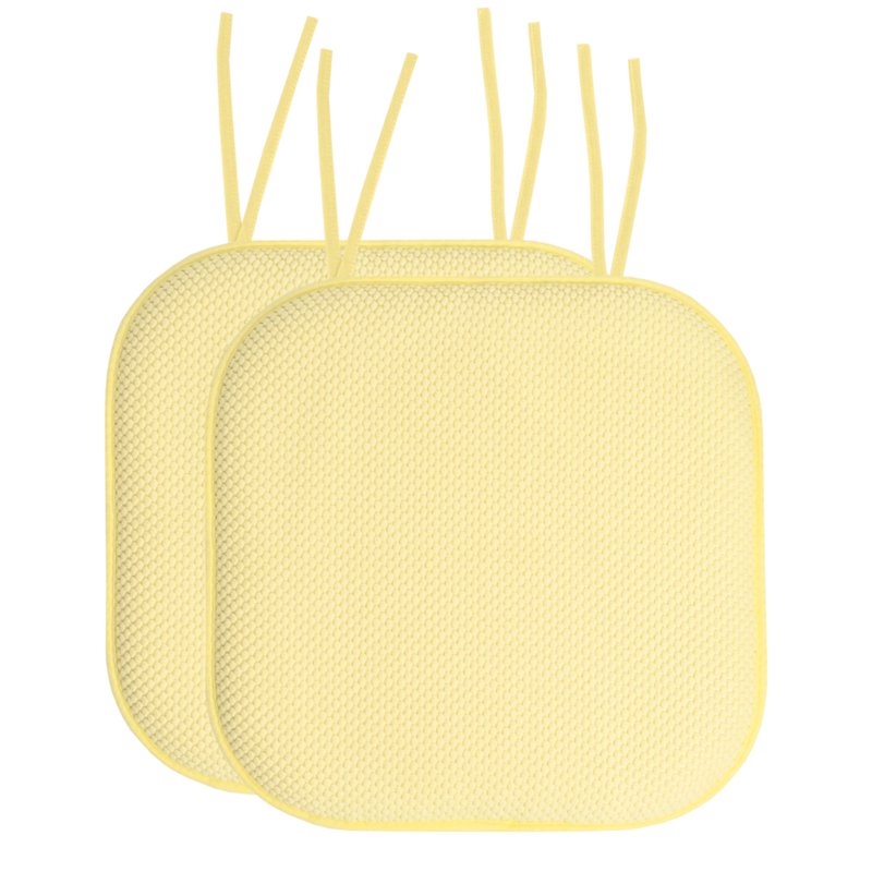 Memory Foam Chair Cushion Pad with Ties - 2-Pack, Yellow