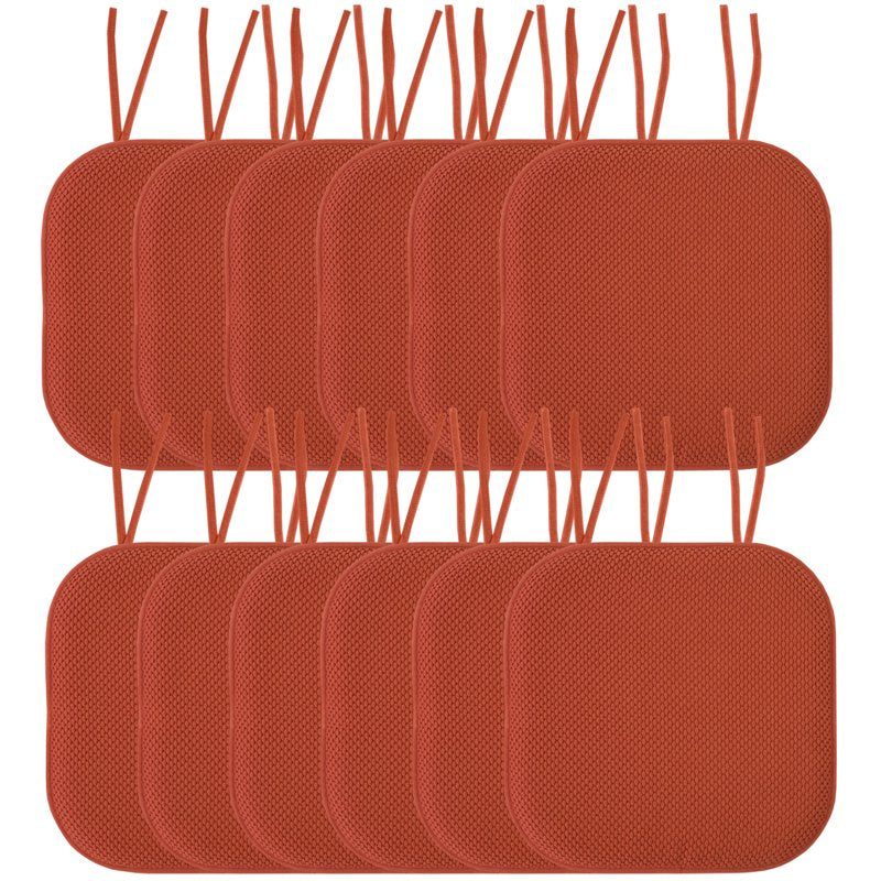 Memory Foam Honeycomb Chair Cushion Pad with Ties - 12-Pack, Rust