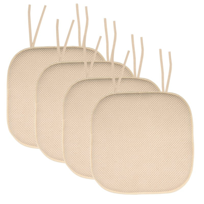 Memory Foam Chair Cushion Pad with Non-Slip Back - 4-Pack, Linen