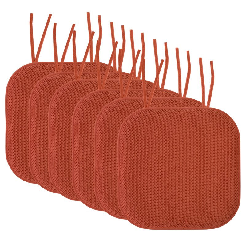 Memory Foam Chair Cushion Pad with Ties - 6-Pack, Rust