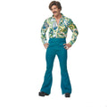 Men's 70s Disco Costume with Bell Bottoms & Funky Top - Halloween Party Ready
