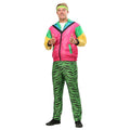 Men's 80s Jock Costume M - Retro Neon Jacket & Tiger Striped Pants