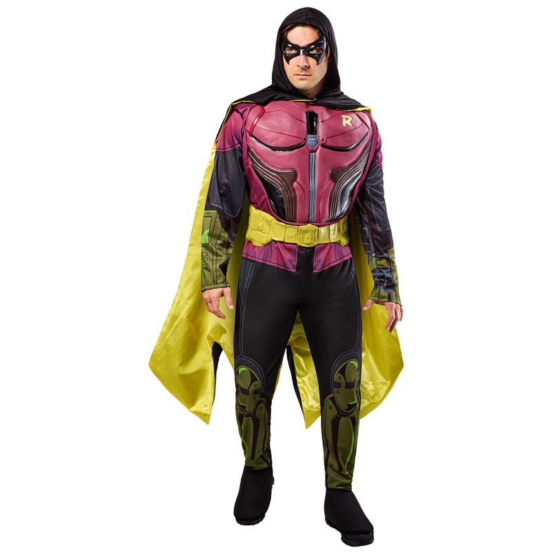 Men's Arkham Robin Muscle Chest Costume Adult with Mask & Cape Variation Polyester 44-46"