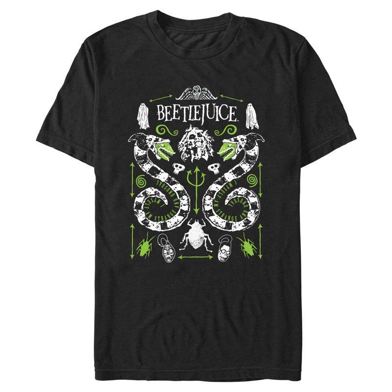 Men's Black Beetlejuice Sandworm and Betelgeuse Graphic T-Shirt 2XL - Officially Licensed