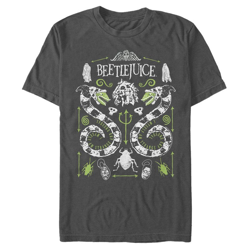 Men's Beetlejuice Sandworm and Betelgeuse Graphic T-Shirt Charcoal 2XL
