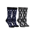 Men's Halloween Glow in The Dark Socks 2-Pack Spooky Eyes & Skull Design