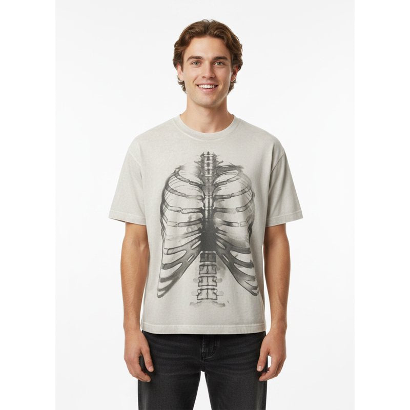 Men's Halloween Chest X-Ray Graphic T-Shirt - Egret 2XLT