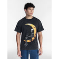 Men's Halloween Skeleton Moon Graphic T-Shirt - Mineral Wash XL - Black