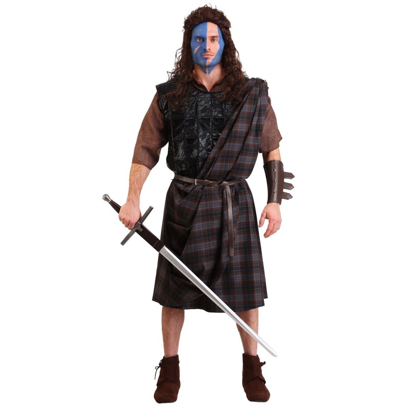 Men's Plus Size Braveheart Costume with Kilt & Armor - Standard