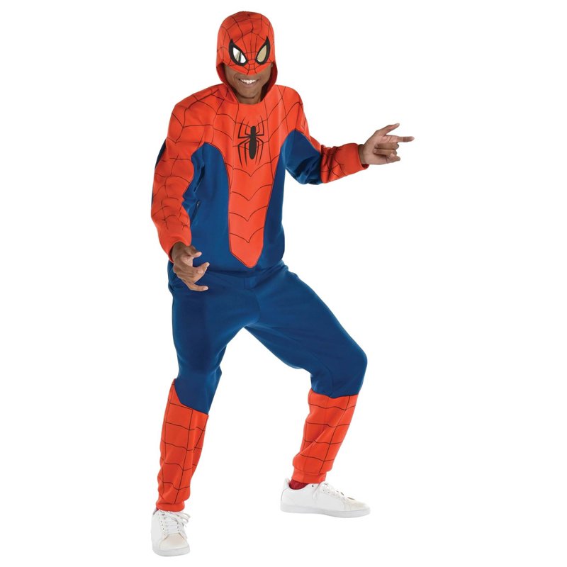 Men's Spider-Man Onesie Costume - Small, Plush Jumpsuit with Hood
