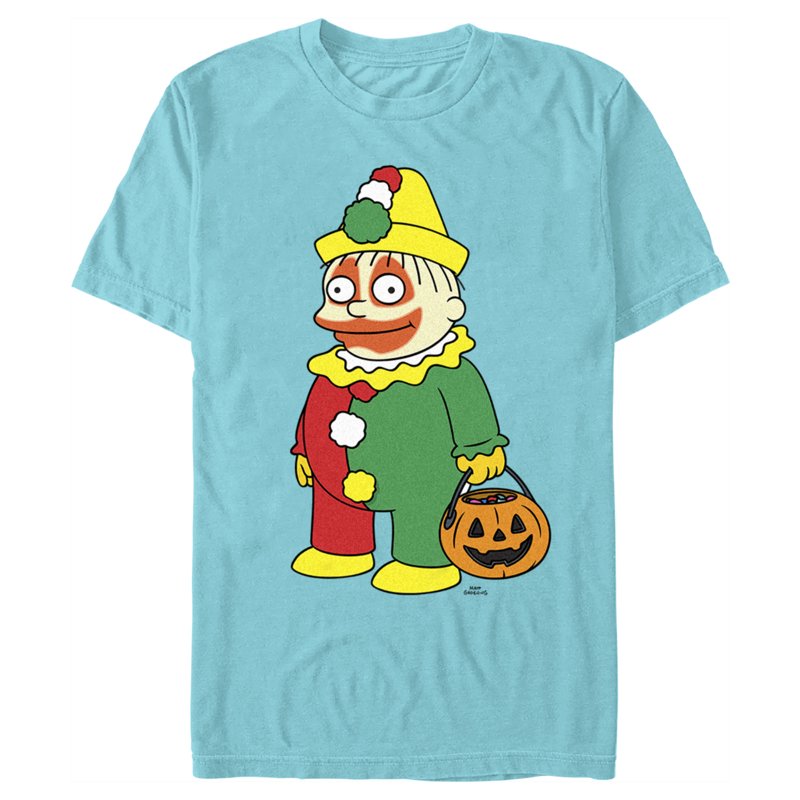 Men's The Simpsons Halloween Clown Ralph Graphic T-Shirt Tahiti Blue Large — Officially Licensed
