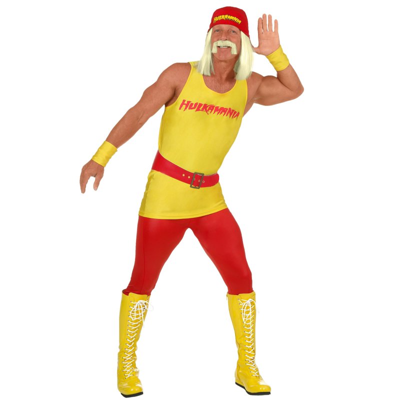 Men's Hulk Hogan Costume M - WWE Wrestling Outfit with Shirt, Pants & Belt