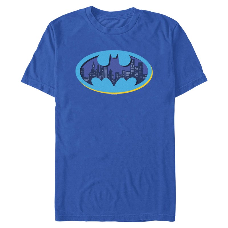 Men's Batman Signal Skyline Graphic T-Shirt - Royal Blue, M