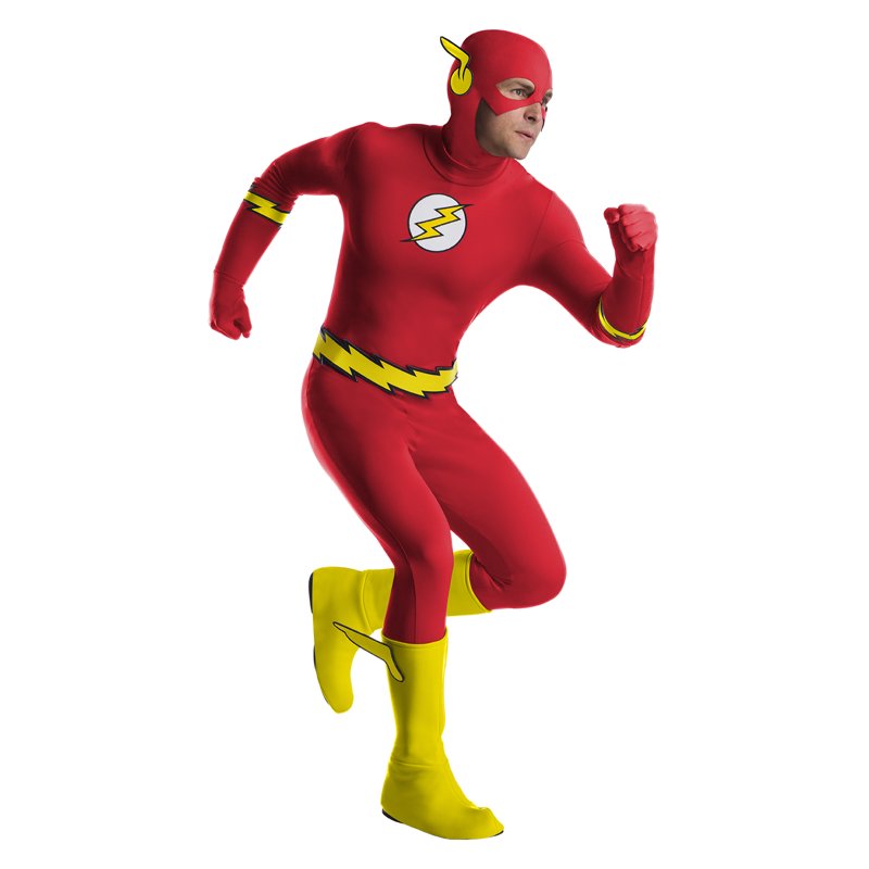 Mens Flash Costume 42-44 Inch - Superhero Bodysuit with Mask & Wings