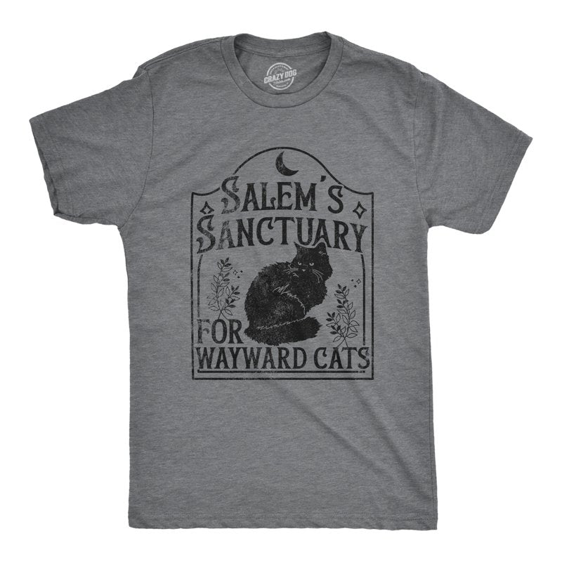 Mens Halloween Spooky Cat T Shirt - Salem Sanctuary for Wayward Cats 4XL