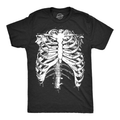 Mens Splattered Rib Cage Halloween T Shirt - Skeleton Costume Tee, Size L