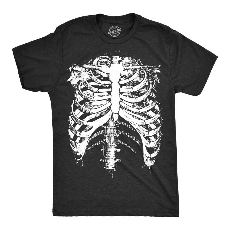 Mens 5XL Skeleton Rib Cage Halloween T Shirt - Funny Graphic Tee for Guys