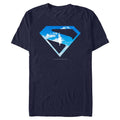 Men's Superman In the Sky T-Shirt Navy Blue Clouds 4XL - Official Superhero Tee
