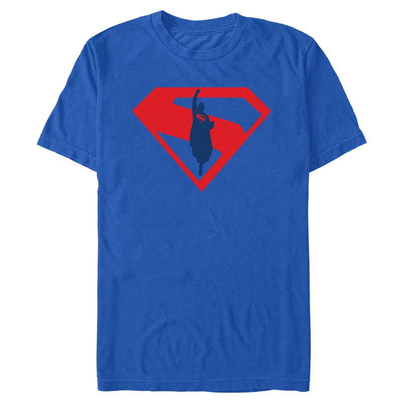 Men's Superman Proud Red Logo Graphic T-Shirt Royal Blue 3XL