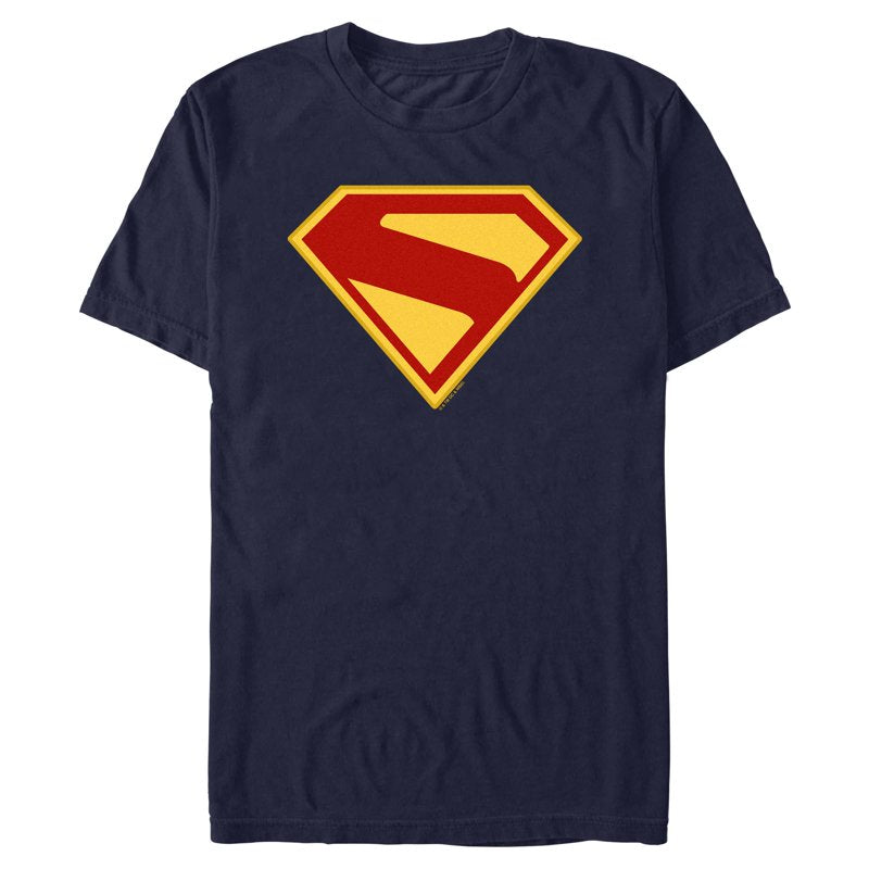 Men's Superman Shield Logo T-Shirt Navy Blue XL - Officially Licensed