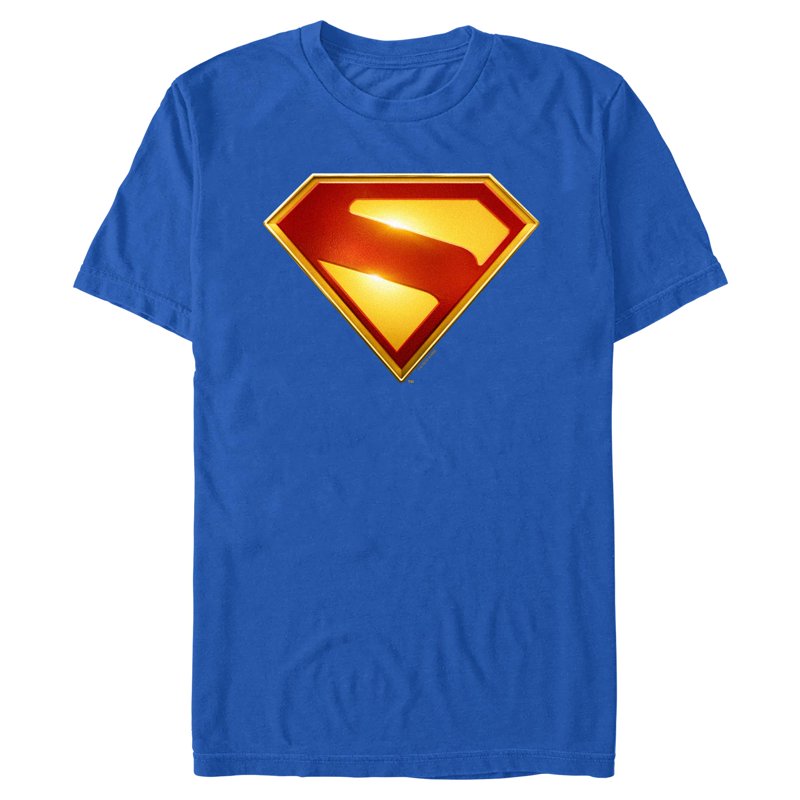 Men's Superman Shiny Logo T-Shirt - Royal Blue 2XL Official Superhero Apparel