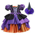 Kids Witch Costume with Hat - Purple Princess Dress for 4-5 Years - Halloween Role Play