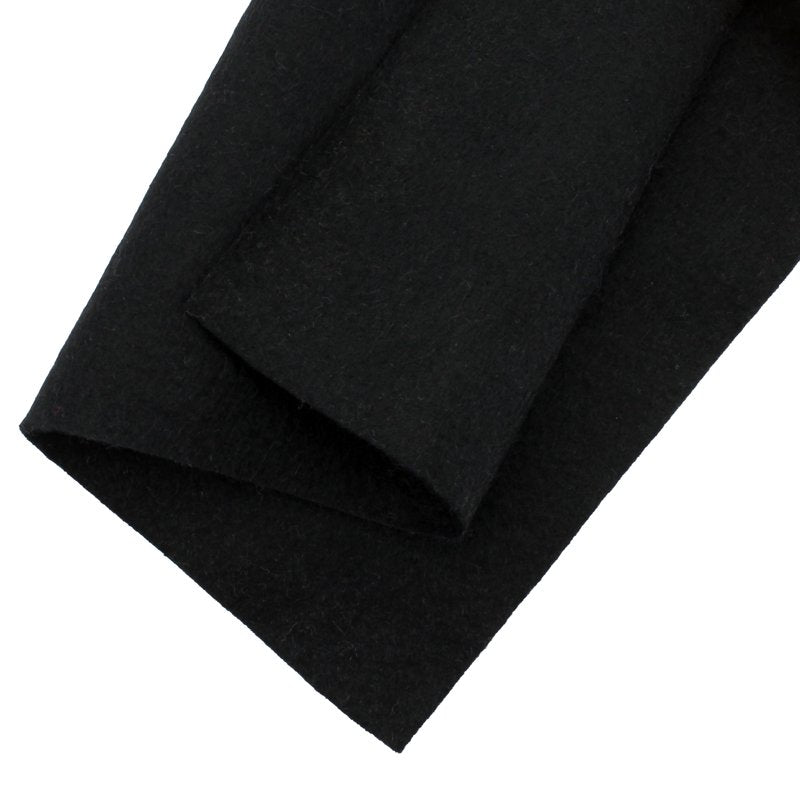 Merino Wool Blend Felt Crafting Sheet - Black, 8.6 x 11.6 Inches, 1.5mm Thickness