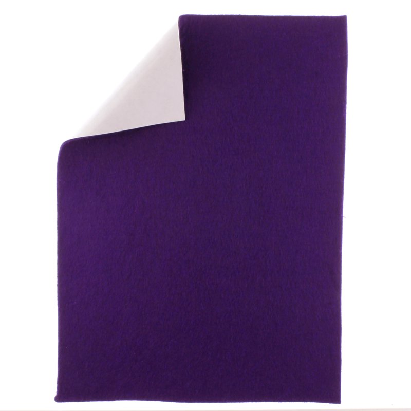 Merino Wool Blend Felt Crafting Sheets Adhesive Backed - Dark Purple, A4 Size