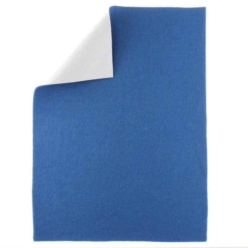 Merino Wool Blend Felt Crafting Sheets Adhesive Backed - Classic Blue - A4