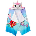 Kids Hooded Bath Towel - Mermicorno Starfall Sea Unicorn Design, 100% Cotton
