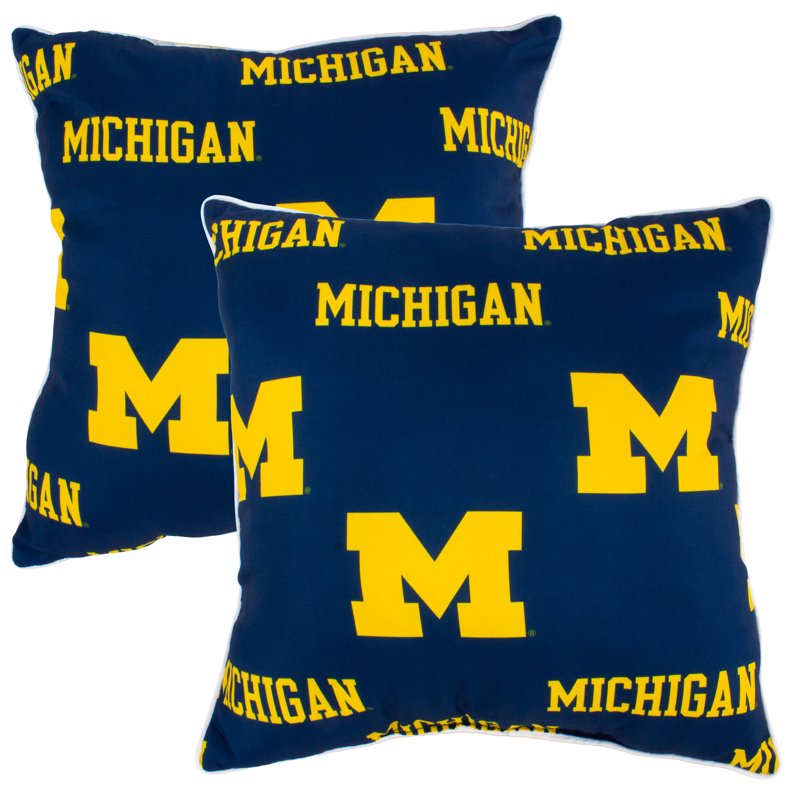 Michigan Wolverines 16x16 NCAA Decorative Pillow Pair - Fan Team Logo