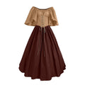 Plus Size Medieval Renaissance Costume for Women - Beige Ruffle Over Dress with Corset