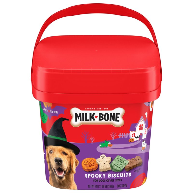 Halloween Dog Treats - Spooky Biscuits with Vitamins & Tartar Control, 24 oz Pail