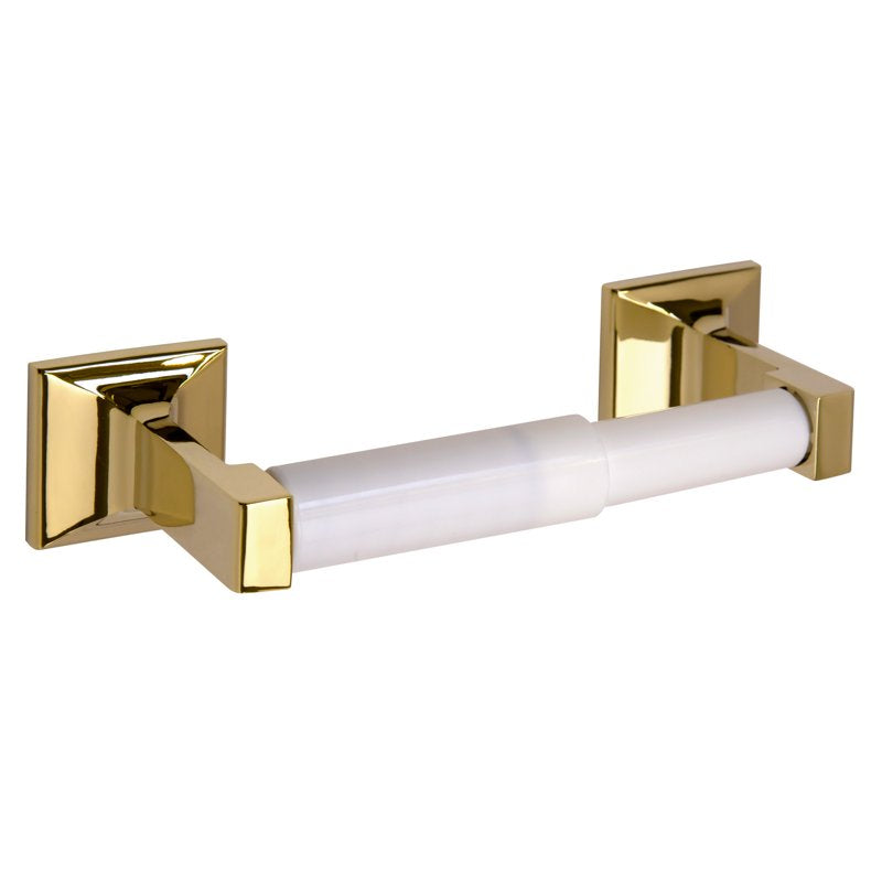 Polished Brass Wall-Mounted Toilet Paper Holder - Classic Bathroom Accessory