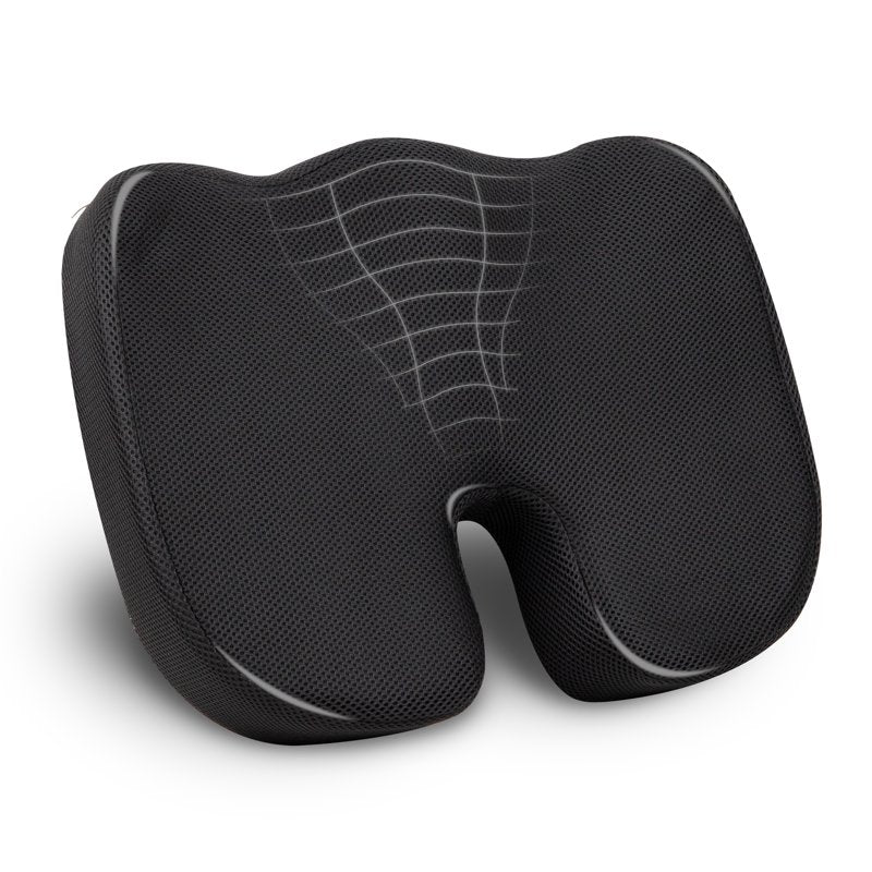 Memory Foam Seat Cushion with Air-Cloud Technology - Black