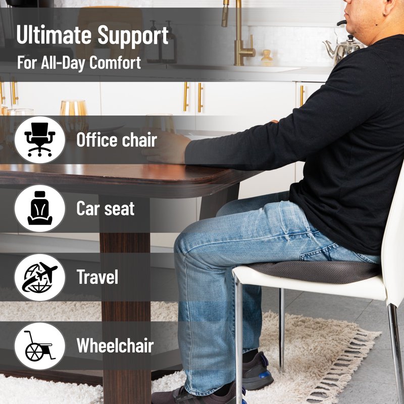 Memory Foam Seat Cushion with Air-Cloud Technology - Gray