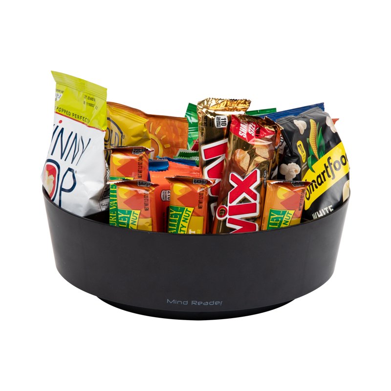360-Degree Rotating Snack Organizer - Black, 1-Tier Carousel
