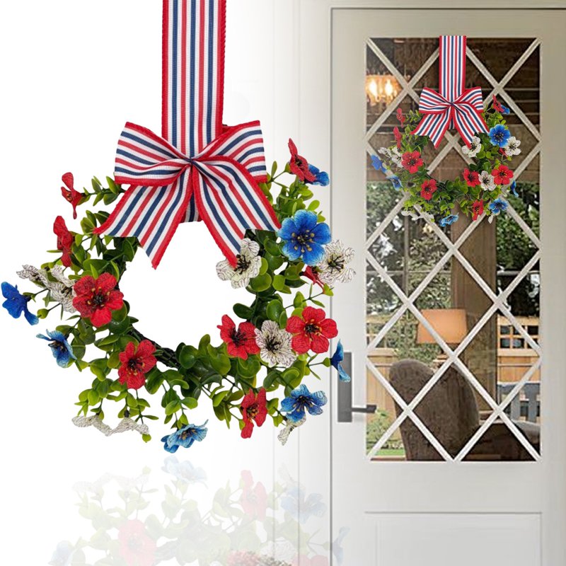 4th of July Hanging Wreaths for Cabinets with Flowers - Variation E