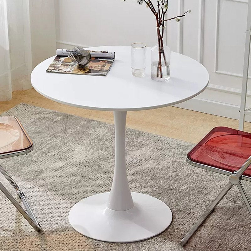 23.6" Round Dining Table - Small Wood Breakfast Table - Soft White