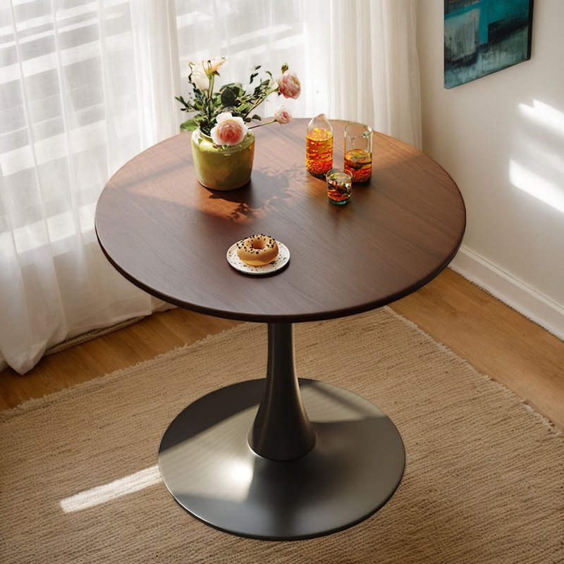 23.6" Round Dining Table - Compact Wood Table for 2, Walnut