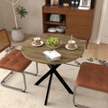 31.5" Round Dining Table for 2-4 - Small Kitchen Table with Wood Top & X-Shaped Metal Legs