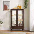 Curio Display Cabinet with Light & Tempered Glass Doors - Dark Walnut