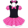 Toddler Girls Polka Dot Tutu Dress with Mouse Ears Headband - Rose 4-5Y