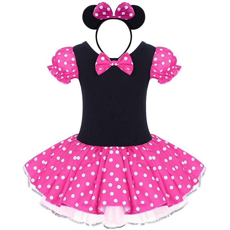 Rose Toddler Girls Polka Dot Tutu Dress with Mouse Ears Headband - 18-24 Months