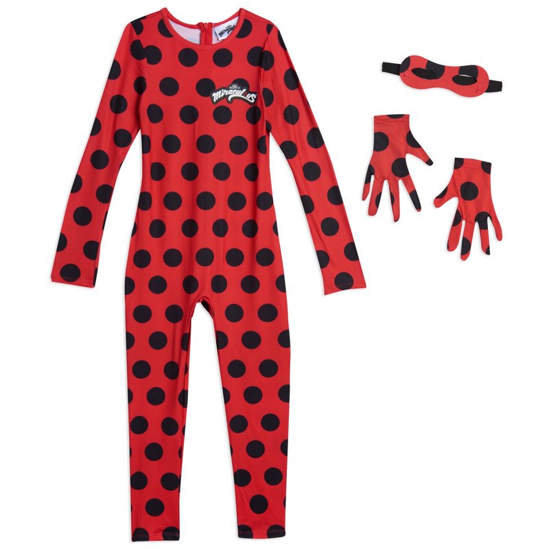 Girls Miraculous Ladybug 3-Piece Costume Jumpsuit Set - Red 4T