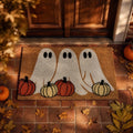 Halloween Ghost and Pumpkin Doormat - Non-Slip Indoor Outdoor Welcome Rug for Front Porch